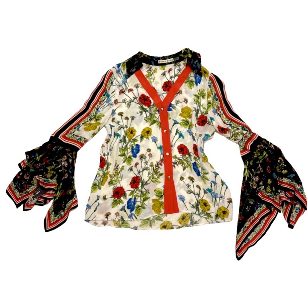 Alice + Olivia floral viscose/silk blouse